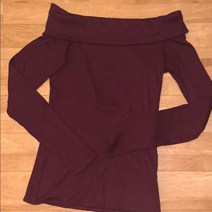 Maroon Abercrombie&Fitch off the shoulder sweater